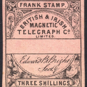 An image of A telegraph stamp of the British & Irish Magnetic Telegraph Co. Limited, c. 1862