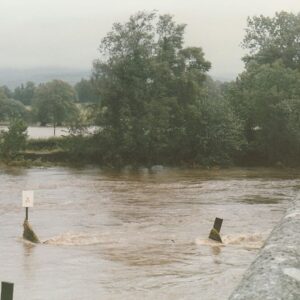 An image of The River Liffey in flood at Ballyward Bridge, Manor Kilbride after heavy rainfall