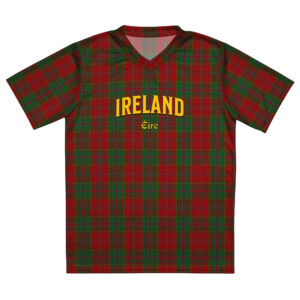 Ireland red tartan recycled unisex sports jersey