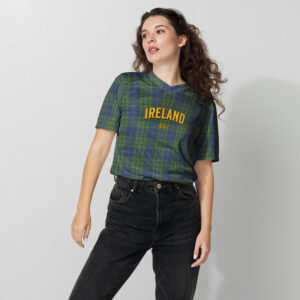 Ireland blue tartan recycled unisex sports jersey