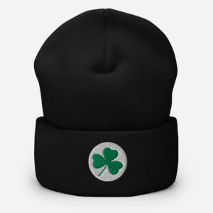Shamrock embroidered cuffed beanie