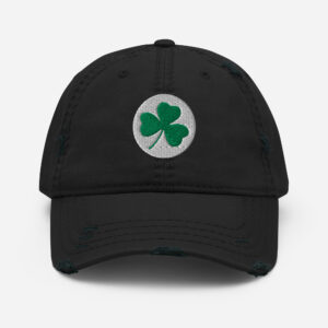 Shamrock embroidered distressed dad hat