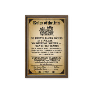 Rules of the inn framed canvas
